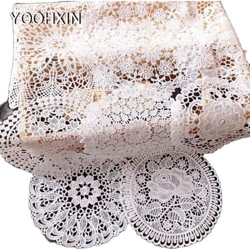 Europe round Lace embroidery table place mat Christmas pad placemat cup tea coaster Napkin doily kitchen party tableware decor