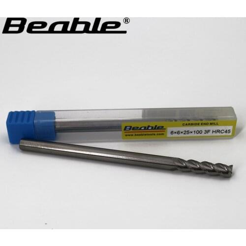Beable Tungsten Carbide Milling Cutter 6*6*25*100 3 Flute End Mills HRC45 CNC For Metal Tools