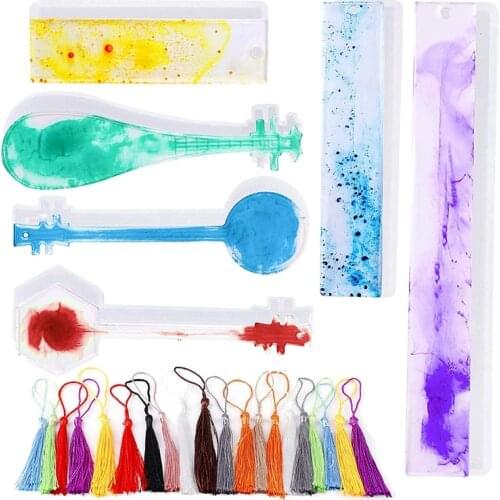 Hot Sale Bookmark Resin Mold Silicone Mold DIY with Different Color Silky Tassels for DIY Bookmark Crafts Student Gifts
