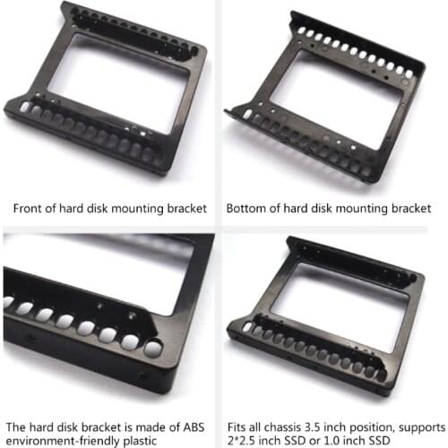 H3CA Universal 2.5" To 3.5" Ssd Hdd Environmental Plastic Adapter Mounting Bracket Hard Disk Holder for Desktop PC