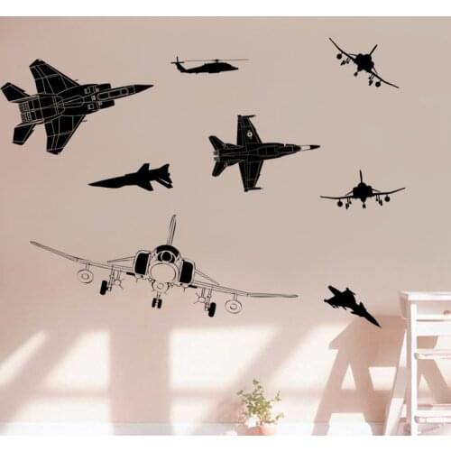 HD Fighter Plane Wall DIY Sticker for Childrens Room Cartoon Wall Decor Room Decor Anime Poster Stickers Wall Art Wall Decals
