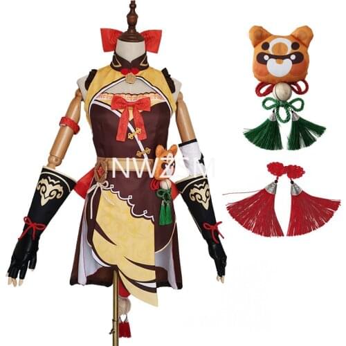 Game Genshin Impact Xiangling Cosplay Costume Anime Women Dress Halloween Party Outfit Uniform Custom Made Costumes