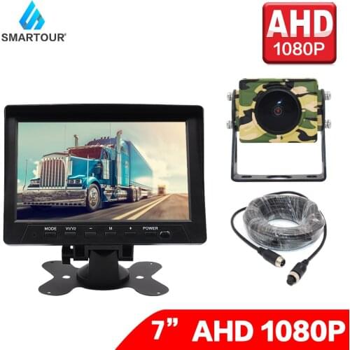 Car Bus Truck 7 Inch AHD 1080P Monitor Parking Kit 4Pin Plug Connector Reversing Night Vision 170 Degree Rear View Backup Camera