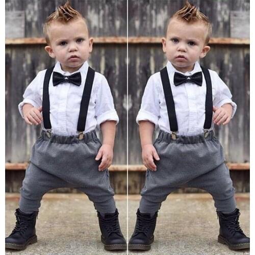 Pudcoco Boy Set 0-24M 2pcs Toddler Baby Boys Kids Shirt Tops+ Long Pants Clothes Outfits Gentleman Set