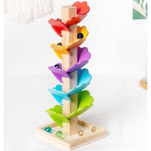 Children Intelligence Blocks Wood Tree Marble Ball Run Track Games Montessori Kids Educational Toy Baby Assemble Building Gift