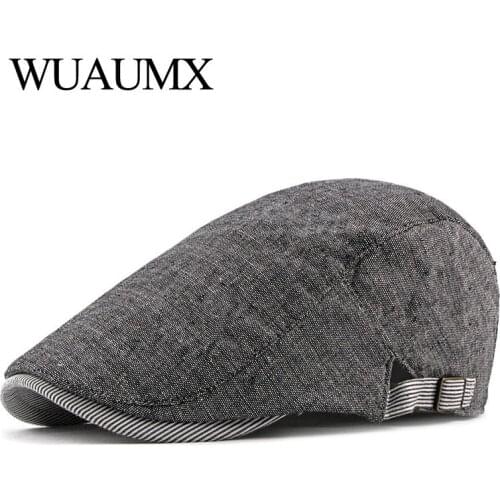 Wuaumx Summer Berets Hat Men Thin Newsboy Caps Women Artist Painter Visors Mens Beret Cap Herringbone Flat Caps Adjustable