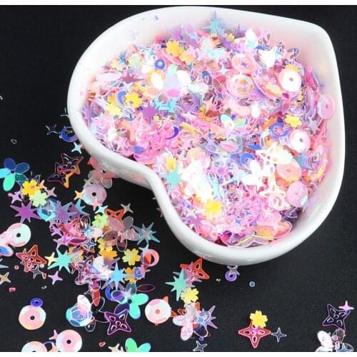 Mix Transparent White Pink Nail Sequins for Craft Glitter Star Heart Shell Flower Sequin Paillettes DIY Manicure Nail Art Decor
