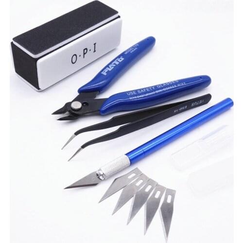 Novice Entry Gundam Military Model Making Tools Kit Toy Tweezers Cut pliers Graver Polished Assembly Tool - 4pcs/set