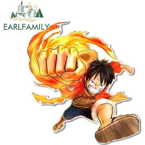 EARLFAMILY 13cm x 12cm for Monkey D Luffy Camper Truck Decal DIY Vehicle Car Stickers Fashion Anime Occlusion Scratch Decals