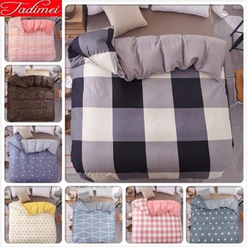 New Blue White Grey Plaid 1 piece Duvet Cover Adult Kids Child Soft Cotton Quilt Comforter Bedding Bag 180x220 200x230 220x240cm