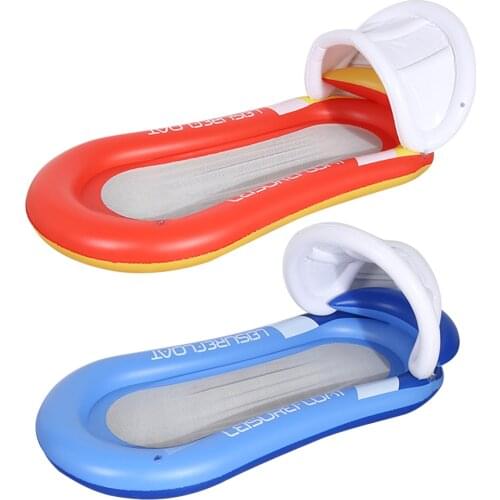 Opblaasbare Slaap Bed Lounge Back Drijvende Rij Zonnescherm Zomer Opvouwbare Zwembad Outdoor Strand Float Air Hangmat Stoel