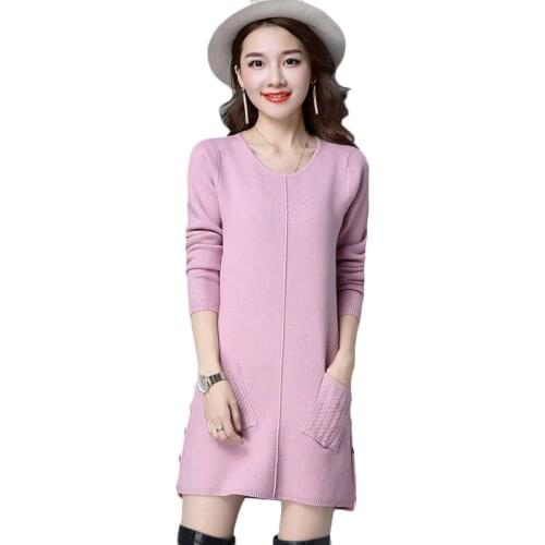 Autumn Winter Women Sweater Long sleeve O neck Loose Pullovers knitted Eomens Casual Bottom Tops Ladies Plus size Sweaters A1113