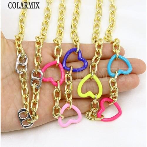 3 Pcs Handmade Enamel Heart pendant Necklace Punk Necklace Jewelry Accessories Jewelry Necklace Gift 9919