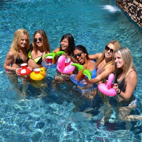 Mini Floating Cup Holder Pool Swimming Water Toys Party Beverage Boats Baby Pool Toys Inflatable Flamingo Drink Holder DS19