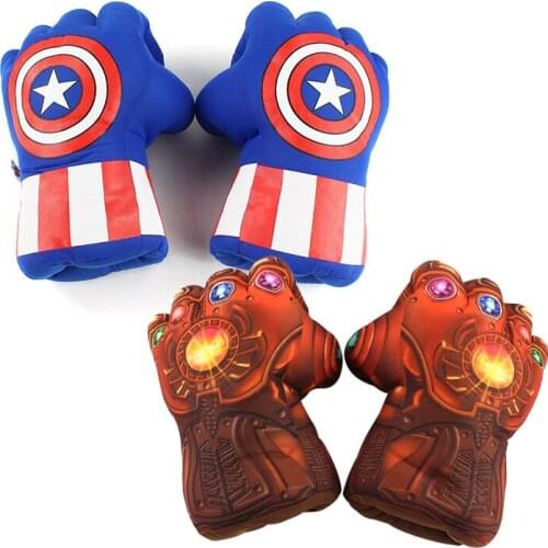 28cm Marvel Avengers Plush Gloves Super Hero Captain America Thanos Cosplay Plush Toys Dolls Gifts