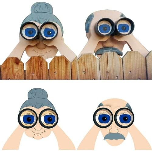 Fathers Day Mothers Day Gift Garden Illustration Jardin Exterior Fence Nosy Old Man Lady Outdoor Decoration Art Yard