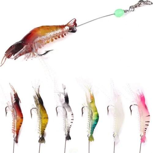 Fishing Lures 8cm Luminous Plastic Simulation Soft Shrimp Fake Lure Faux Bait Fishing Tackle Fake Soft Shrimp Fishing Equipment