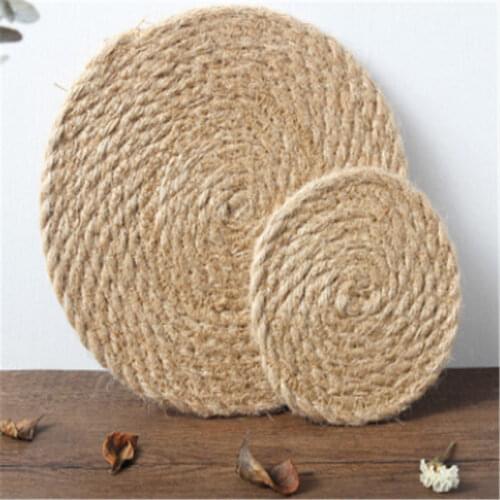 Rattan Placemats Straw Cup Coaster Dining Table Mat Heat Insulation Pot Holder Wicker Drink Coaster Kitchen Accessories