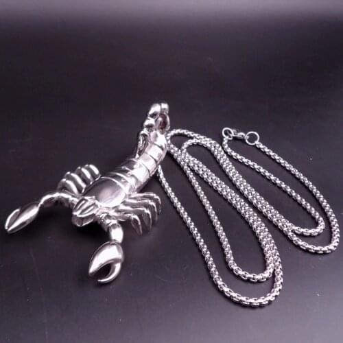 XMAS Gifts for Mens Jewelry Stainless steel Biker Gothic scorpion Pendant Necklace 4mm 28'' Rolo Chain