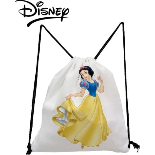Disney Princess Backpack Snow White Drawstring Bag Child Shoe Bag To School Cartoon Bookbag Gift Storage Bags Girl Soft Back Bag