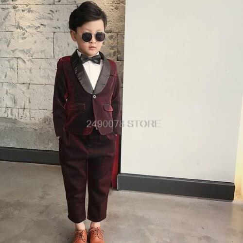 Flower Boys Tuxedo Wedding Suit Girls stage Speech contest Host Piano Performance Party Costume Kids Blazer Jakcet Pants