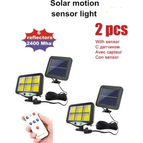 2pcs seperable 120 LED Solar Light Outdoor Solar Lamp Waterproof PIR Motion Sensor Street wall Light for Garden Decor remote ind