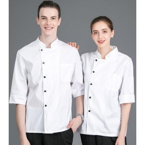 Master Chef Uniform Shirt Men and Women Kitchen Cook Jacket Catering Restaurant Bakery Barber Shop Seven Quarter Sleeve Workwear