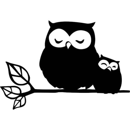14.6*10CM Cartoon Vinyl Car Styling Cute Owl Mom And Baby Decal Car Stickers Accessories Black/Silver C9-1280