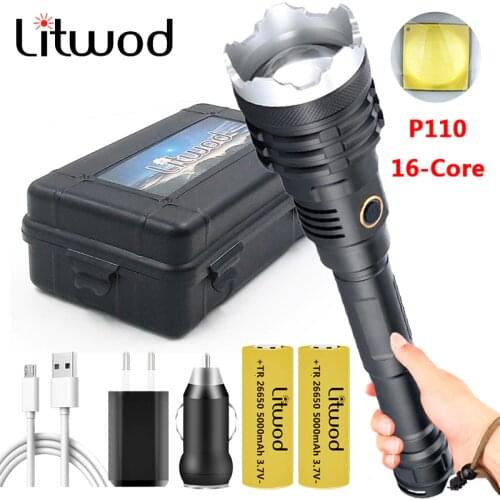 XHP110.2 16 Core The Most Brightest Led Flashlight Power Bank 10000mah Torch Usb Rechargeable 21700 Battery Zoomable Lantern 50W