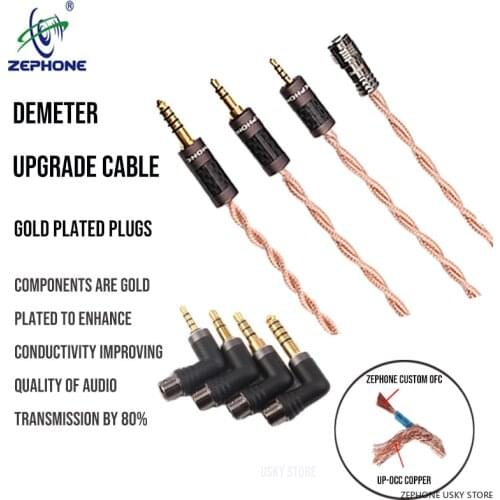 Zephone Demeter - 0.78/MMCX/IE/A2DC 2.5/3.5/4.4mm Balance (Customisable) Silver plated UP-OCC Headphone Upgrade Cable