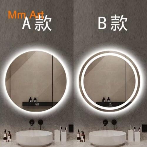 60cmCustomized Smart round Mirror Bathroom Led Mirror Bathroom Makeup Wall Hanging with Light with Light Touch Anti-Fog Luminous