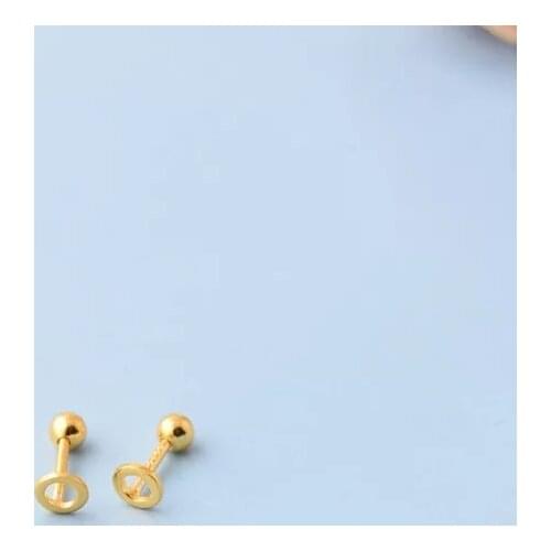 925 sterling silver earring fashion Hollow circle screw stud earring ear bone nail small wild trend female girl cut ear jewelry