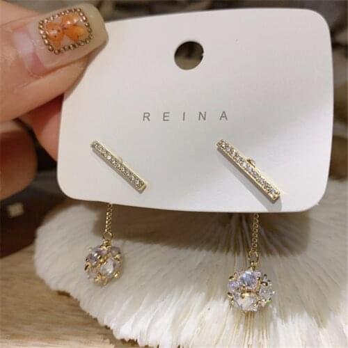 2021 New Arrival Trendy Crystal Tassel Crystal Ball Dangle Earrings For Women Fashion Water Drop Metal Jewelry Pendientes