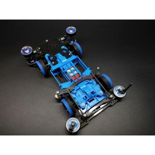 1Set Tamiya Mini 4WD Car Model With Blue MSL/MS-L Chassis Inside Suspension Spring Front/Rear Plates Brake
