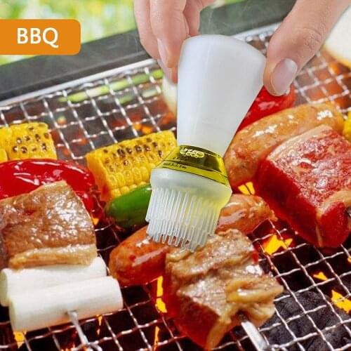 1Pcs Portable Silicone Oil Bottle with Brush Grill Oil Brushes Liquid Oil Pastry Kitchen Baking BBQ Tool Kitchen Brush Oil Tools