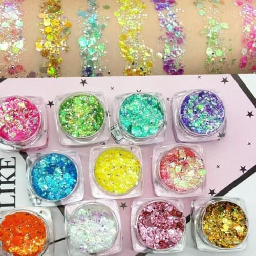 19 Colors Nail Sequins Diamond Sequins Eyeshadow 3D Nail Art Glitter Mermaid Sequins Gel Makeup Cosmetics Festival Party