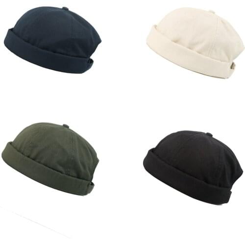 2019 Korea Retro Street Skullcap Casual Cotton Hip Hop Hat Beanie Skullcap Navy Fashion Solid Color INS Style Beanie Skullcap