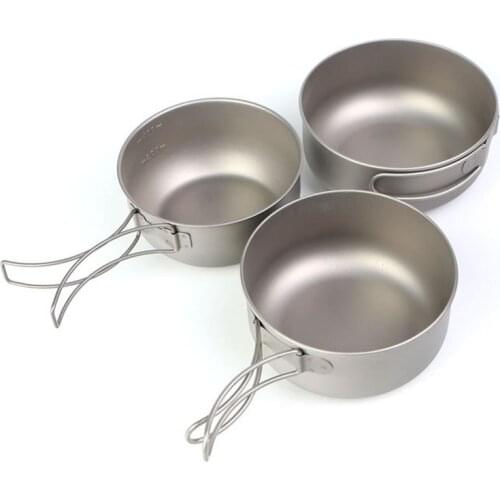 3pcs Titanium Folding Bowls Lunch Box Outdoor Camping Cooking Bowl Cookware Travel Hiking Dinner Boxes 450ml 500ml 600ml
