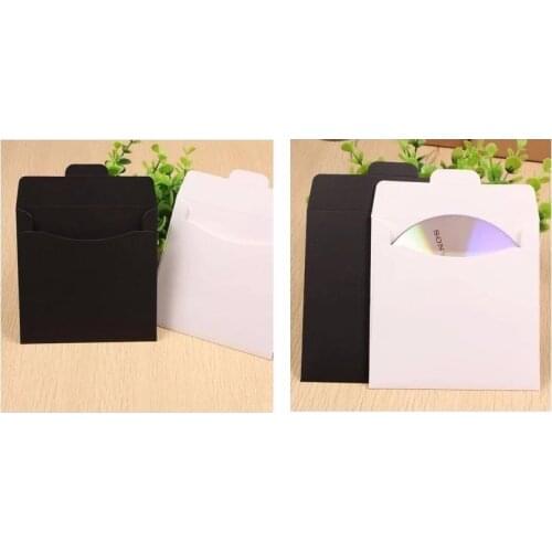 50Pcs White Blank Paper CD DVD Case/Bag/Cover/Sleeve Box,Wedding CD Packaging Box, Black CD/DVD Cardboard Box