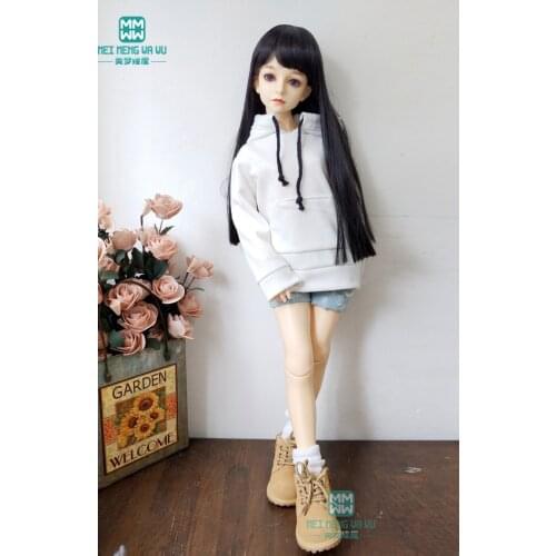 BJD accessories doll clothes fits 60cm 1/3 BJD SD doll fashion white casual sweatshirt denim shorts