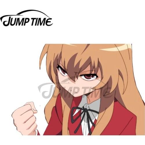 JumpTime 13 x 10.5cm For Angry Taiga Aisaka Toradora Car Stickers Trunk Windows Trunk Anime Decal Refrigerator Car Assessoires