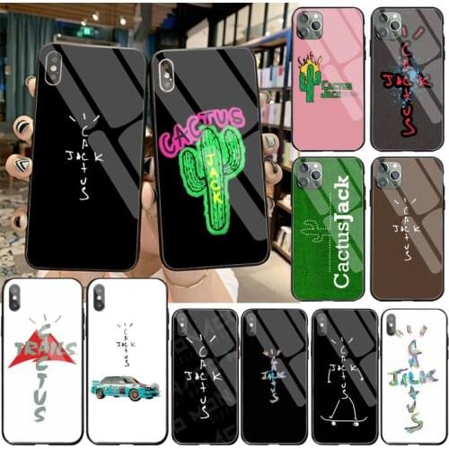 HOTCASHOP cactus jack letter Phone Case Tempered Glass For iPhone 12 pro max mini 11 Pro XR XS MAX 8 X 7 6S 6 Plus SE 2020 case