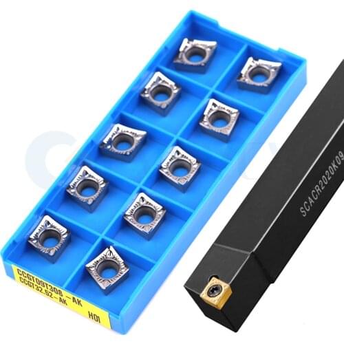 SCACR1212K09 SCACR1616 SCACL Machine External Turning Tools Holder +10Pc CNC Lathe CCMT Carbide Insert High Precision Stable Cut