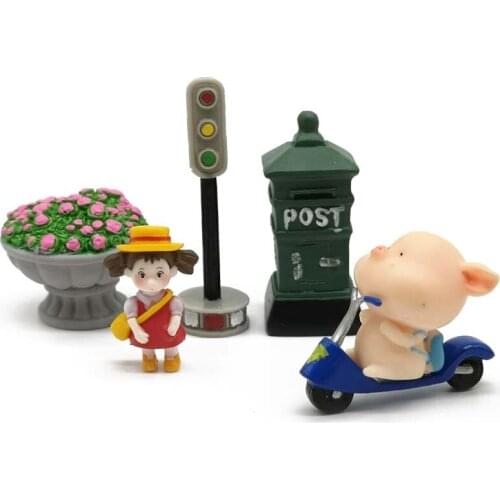 Mailbox Traffic Light Transportation 3D Model Figurine Garden Fairy Decor Glass DIY Home Decoration Miniature Craft