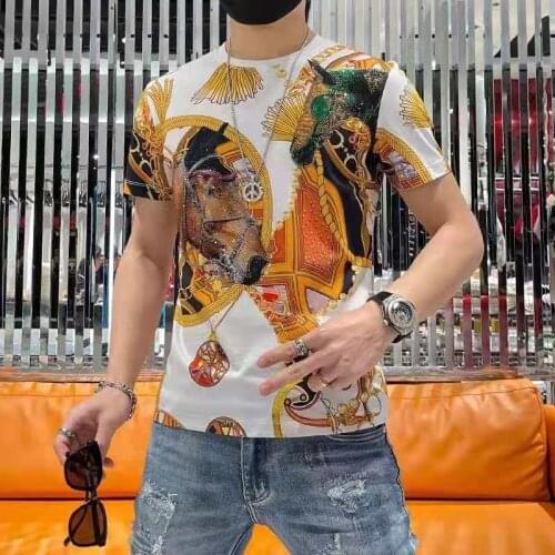 British Original Leopard Diamond T-Shirt Luxury Brand Custom Slim Comfortable Summer Domineering Outdoor Mens Short Sleeves