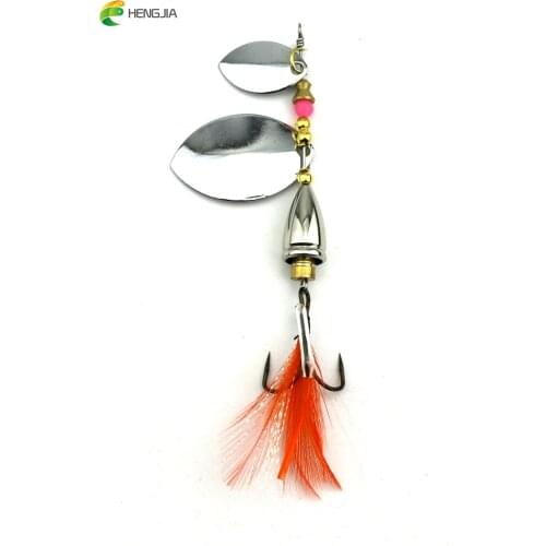 HENGJIA 5pcs 9.3CM 16.3G Hard Metal Sinking Trolling Spinner Spoon Fishing Lure Bass Bait Hooks Spinnerbait