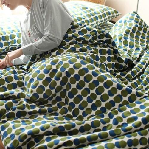 100% Long-staple Cotton Thicken Sanding 4 pcs 3pcs Dots Printed Bedding Sets Warm Duvet Cover Set Without Comforter High Quality
