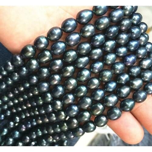 BEAUTIFUL 5-6 MM NATURAL SOUTH SEA BAROQUE BLACK PEARL loose beads 14"