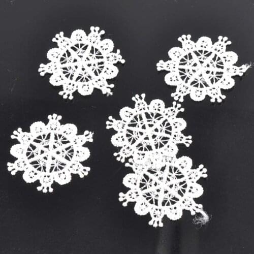 30pcs/lot 4.7cm Round Flower Hollow Lace Applique Mesh Trim Sew On Garment Accessories Decoration Guipure Lace Fabric CP0885