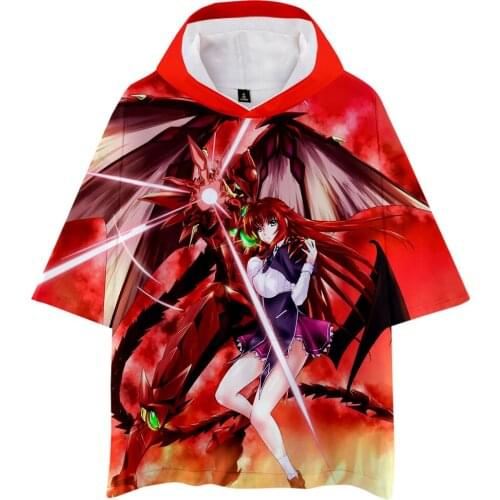 Summer Cartoon Tees 3D Printed High School DxD Hooded T-shirt Men Women Casual Red Tops Fashion Boys Girls Cool Hoodie t-shirt